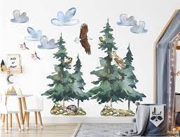 Woodland Trees Wall Decal For Kids Room