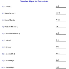 Algebraic Expressions Translate