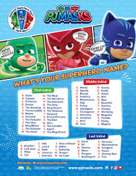 pj masks your superhero name family