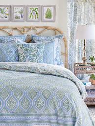 Woodland Ferns Sage Green Light Blue White Duvet Cover In Cotton 90in X 90in Queen By Saffron Marigold