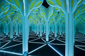 mirror maze at frost science museum in