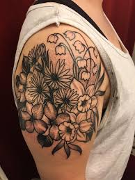 Family birth month flowers tattoo. Birth Flower Piece Done By Gina Ilczyszyn At Davinci Tattoo In Wantagh Ny Tattoos