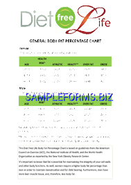 General Body Fat Percentage Chart Pdf Free 1 Pages