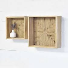 Wood Jute Wall Shadow Box Shelves