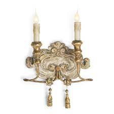 2 arm rustic gold light wall sconce