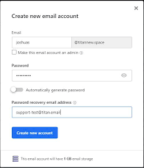 create email accounts via email control