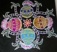 It is possible to draw a beautiful pongal kolam with pots or pot and sugar cane using just a 7 dot grid. Kolam By Sudha Balaji