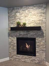 Corner Fireplace With Silver Travertine