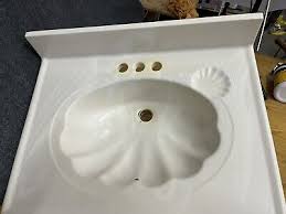 Gray Seashell Bathroom Vanity Sink Top