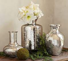 Kingsley Etched Mercury Glass Vases