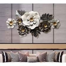 Metal Wall Art Gold Black Flower Art Decor