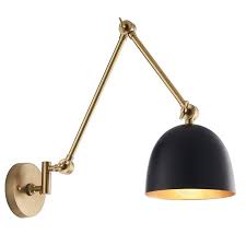 Black Antique Brass Swing Arm Wall Lamp