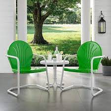 3 Pc Green Retro Patio Set Metal Retro