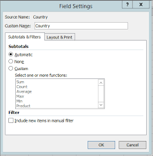 subtotal and total fields in a pivottable