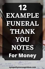 funeral thank you notes for money