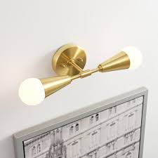 2 Light Gold Cone Wall Sconce Mid