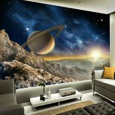 3d Universe Galaxy Moon Space Wall