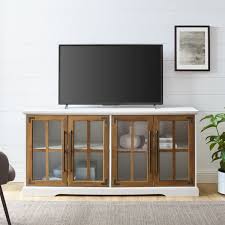 58 4 glass door tv stand console