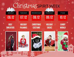 Give out awards for the best costumes throughout the week during the pep rally. Weihnachtsgeist Woche Flyer Vorlage Vorlage Postermywall