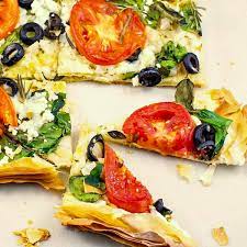 greek vegetarian phyllo dough pizza