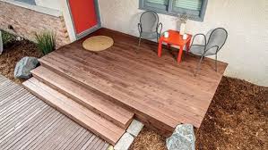 To repair missing edges, make a wooden form to hold the concrete in place while it sets. Build A Front Deck Over Your Concrete Stairs For Added Curb Appeal Outdoor Wood Decking Building A Deck Diy Deck