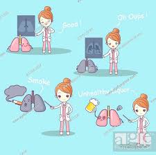 cute cartoon doctor with lung problem