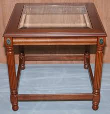 Wooden Side Tables With Glass Top Set