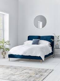 pillowy velvet bed deep blue