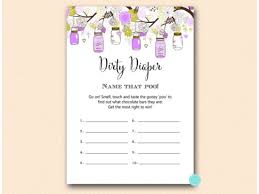 Later, ask each guest open their diaper. Purple Mason Jar Baby Shower Game Package Printabell Express