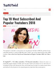 Top 10 Most Subscribed And Popular Youtubers 2018 Edocr