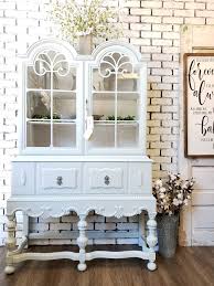 chalk painted hutch and china cabinet