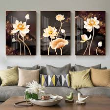 3 Pieces Lotus Flowers Canvas Painting