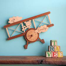Buy Airplane Wood Nursery Wall Clock