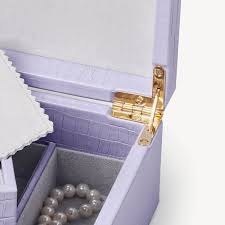 savoy jewellery box in lavender croc