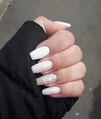 white coffin nails with snowflakes