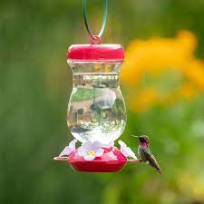 Pink Top Fill Glass Hummingbird Feeder