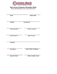 Customer Information Sheet Template Fill Online Printable