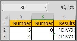 how to correct div 0 error in excel