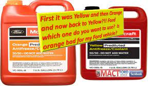 ford coolant yellow to orange and back