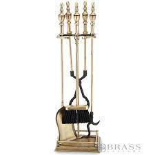 antique brass fireplace tool set