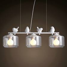 Us 141 55 5 Off Modern Iron Pendant Light With Decorative Resin Birds 3 Lights Glass Shade Dining Room Suspension Lamp White Color Bar Light In