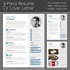 Professional 3 Piece Resume Template With Clean And Trendy