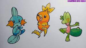 Cách Vẽ Bộ 3 pokemon Khởi Đầu Vùng Hoenn đơn giản và đầy màu sắc - YouTube
