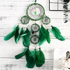 green feather 5 ring dreamcatcher