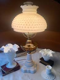 Fenton Milk Glass Lamp With Amber Glass