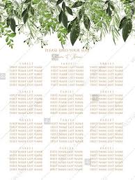 Seating Chart Wedding Watercolor Greenery Herbal Template