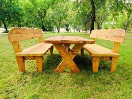 Outdoor Rustic Wooden Table With