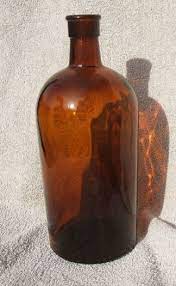 vintage amber glass chemical bottle
