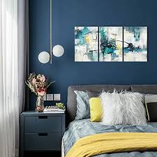 Teal Blue Wall Art Gray Black Turquoise
