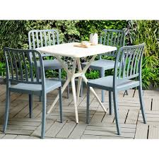 Set Of 4 Garden Dining Chairs Armless